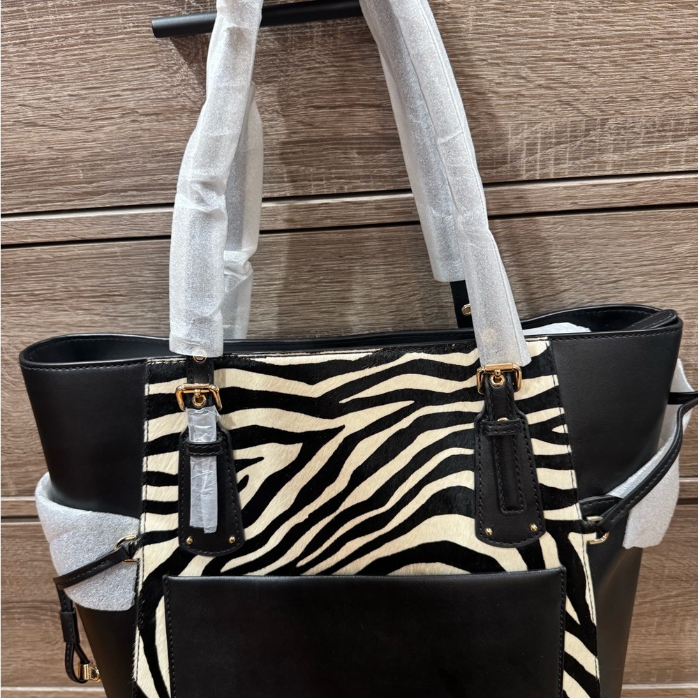 Michael Kors Zebra Print Black and White Tote - Picture 2 of 5